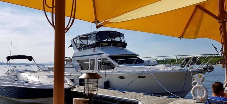 Boats docked at Splash on the waterfront